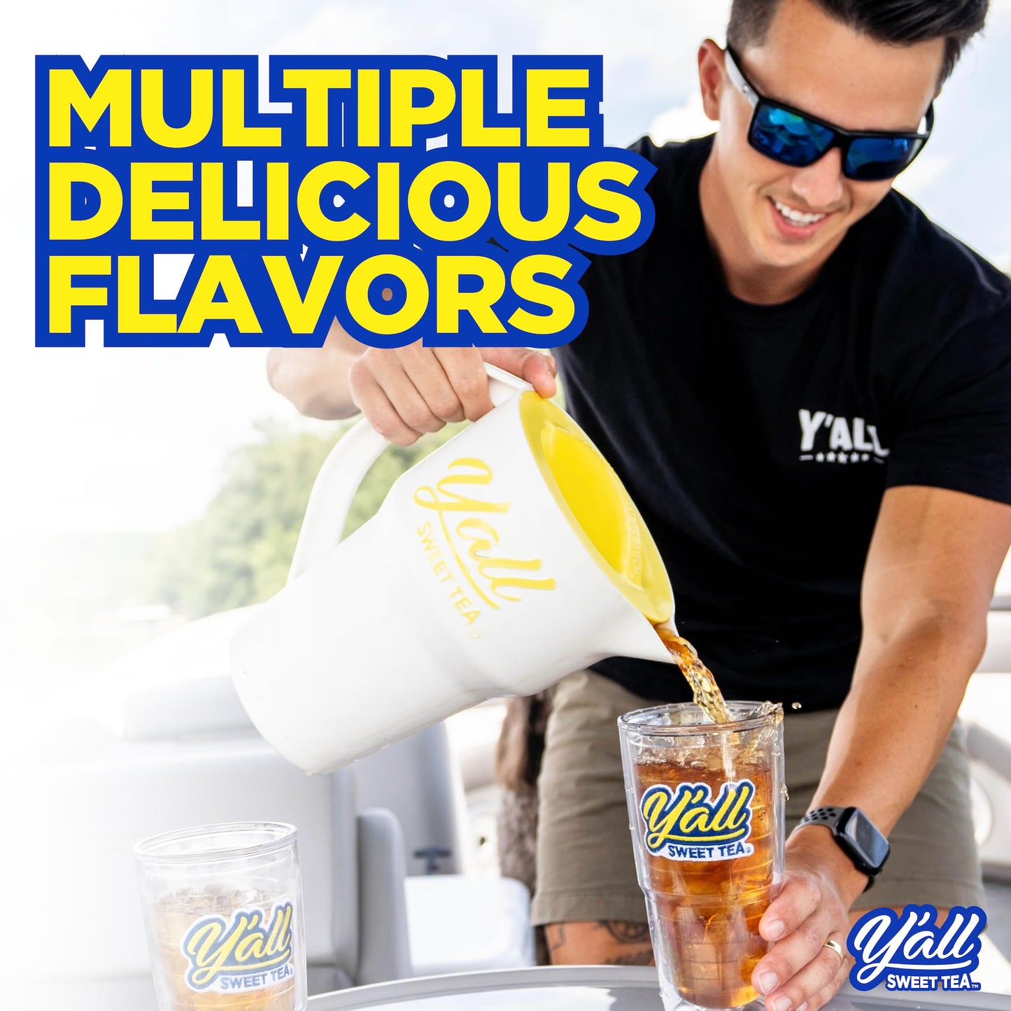 Yall Sweet Tea Mango Flavored Iced Tea Bags, 1 Gallon Size, 10 Bags Per Pack, Quick Brew Southern Iced Tea