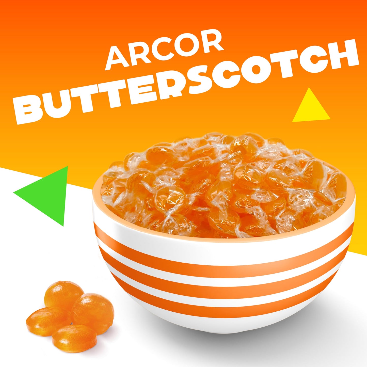 Arcor Sugar-Free Butterscotch Hard Candy | 1 Pound Bag - Approx. 75 Pieces | Individually Wrapped