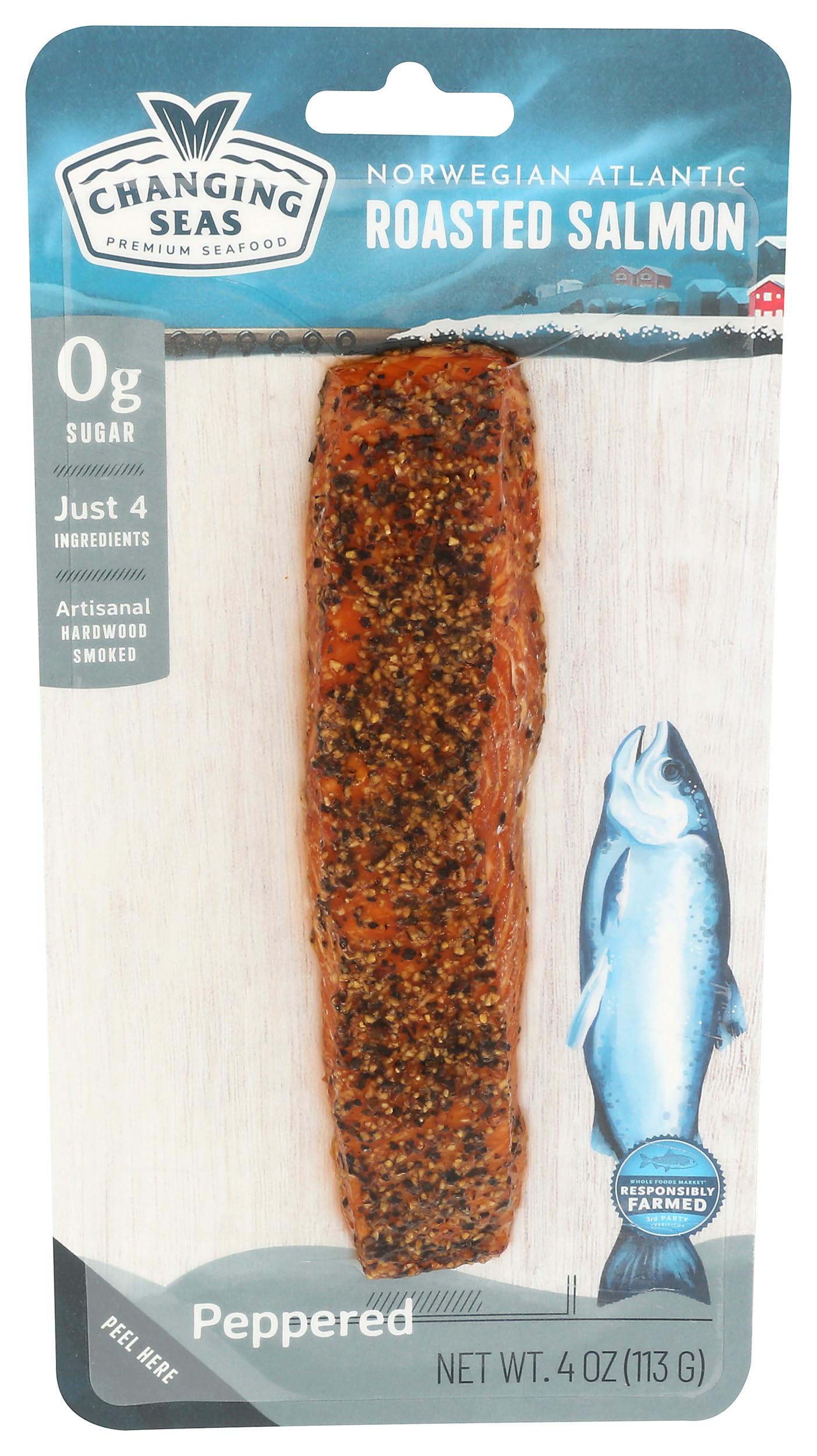Changing Seas, Norwegian Pepper Roasted Salmon, 4 Ounce