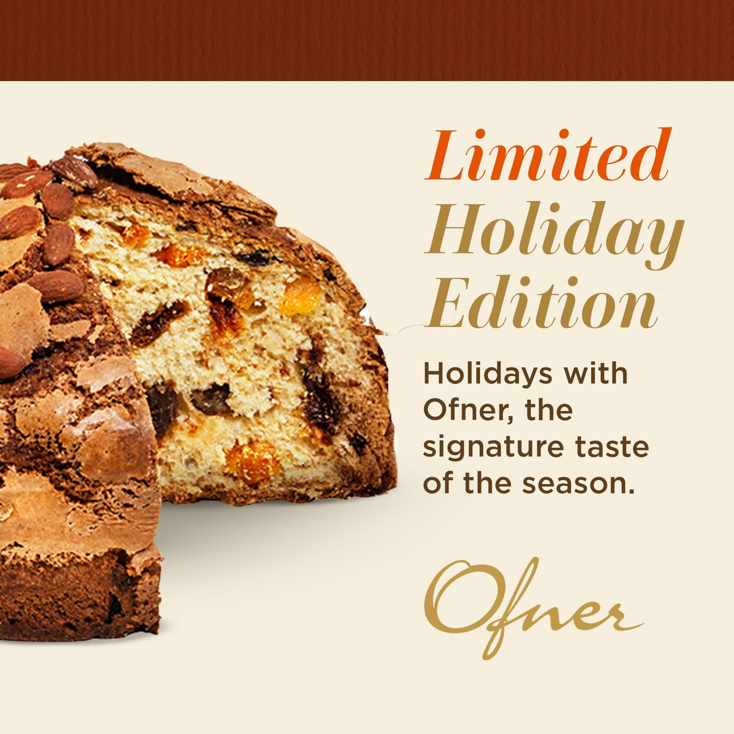 Genovese Panettone with Apricot  Dates & Plums 26.4 oz - Naturally Fermented Buttery Dough with Candied Fruits - Traditional Holiday Cake - Ofner