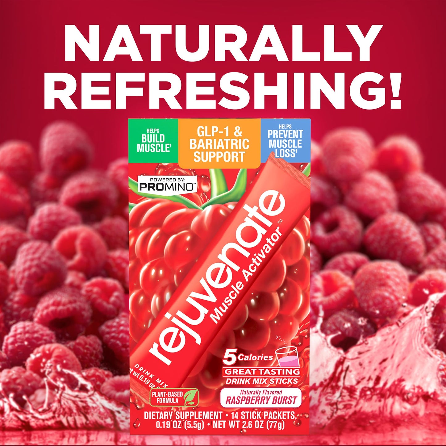 Rejuvenate, Perfect Amino Acid Blend, 1 Stick = 25g Whey Protein, 5 Calories, Vegan Friendly EAA + BCAA for Muscle Growth, Stren