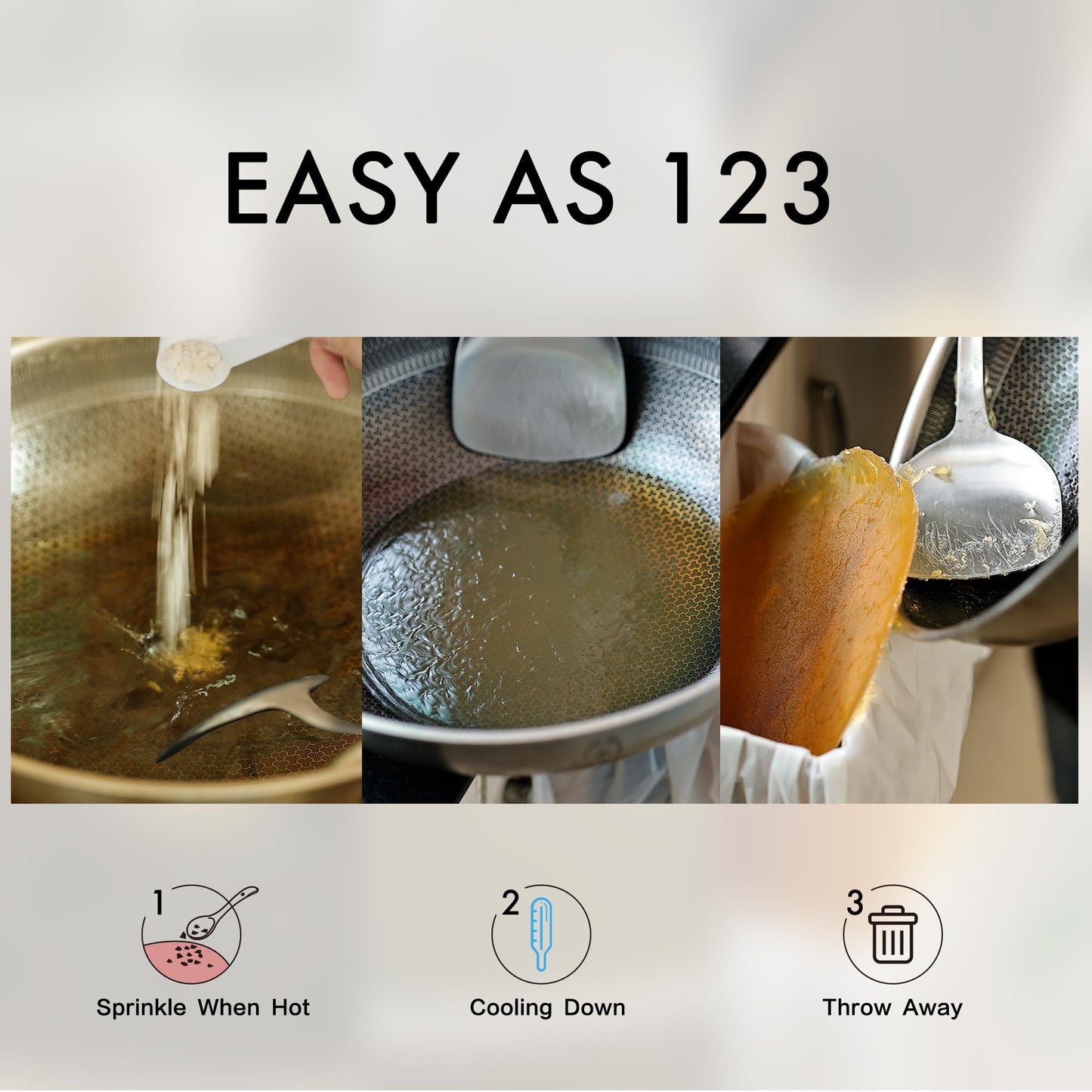 LaSyL Natural Cooking Oil Solidifier Powder, Plant-Based, 36 Oz, Model PAN FRY, 100% Eco-Friendly, Solidifies Up to 6.74 Gallons