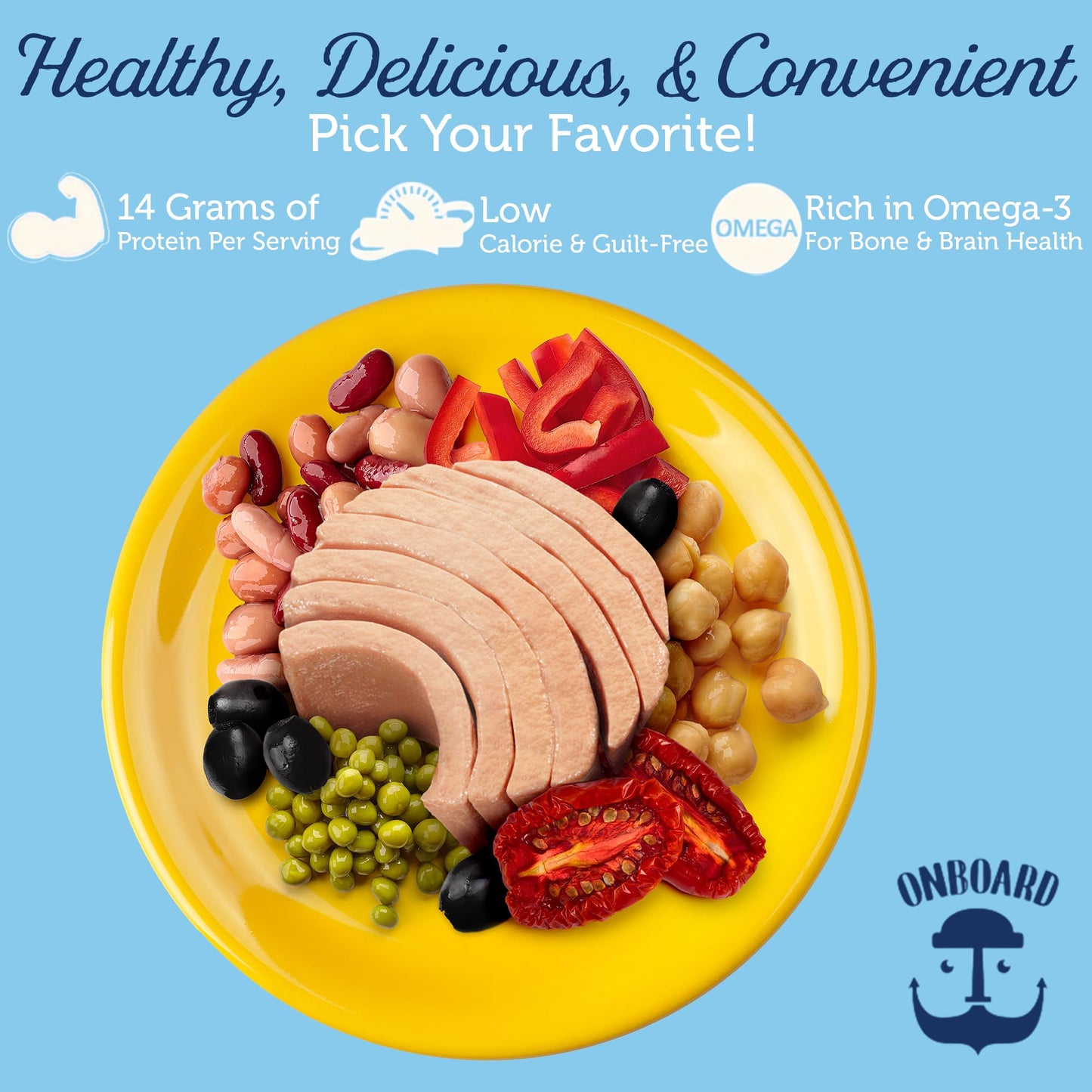 Onboard Ready To Eat Italian Tuna Salad - Tuna Snacks With Beans, Chickpeas, Peas & Peppers - High-Protein Mediterranean Salad (5.64 Oz, Pack Of 6)
