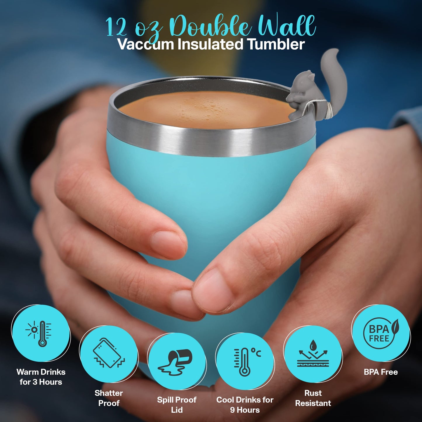 Modern Elegance Tea Tumbler Gift Set – Includes Tea Bag Holder, Spoon, Honey Straw, 15 Assorted Flavor Blends & Hot & Cold 12Oz Insulated Tumbler – Ideal For Holiday Gift For Tea Lovers – Teal