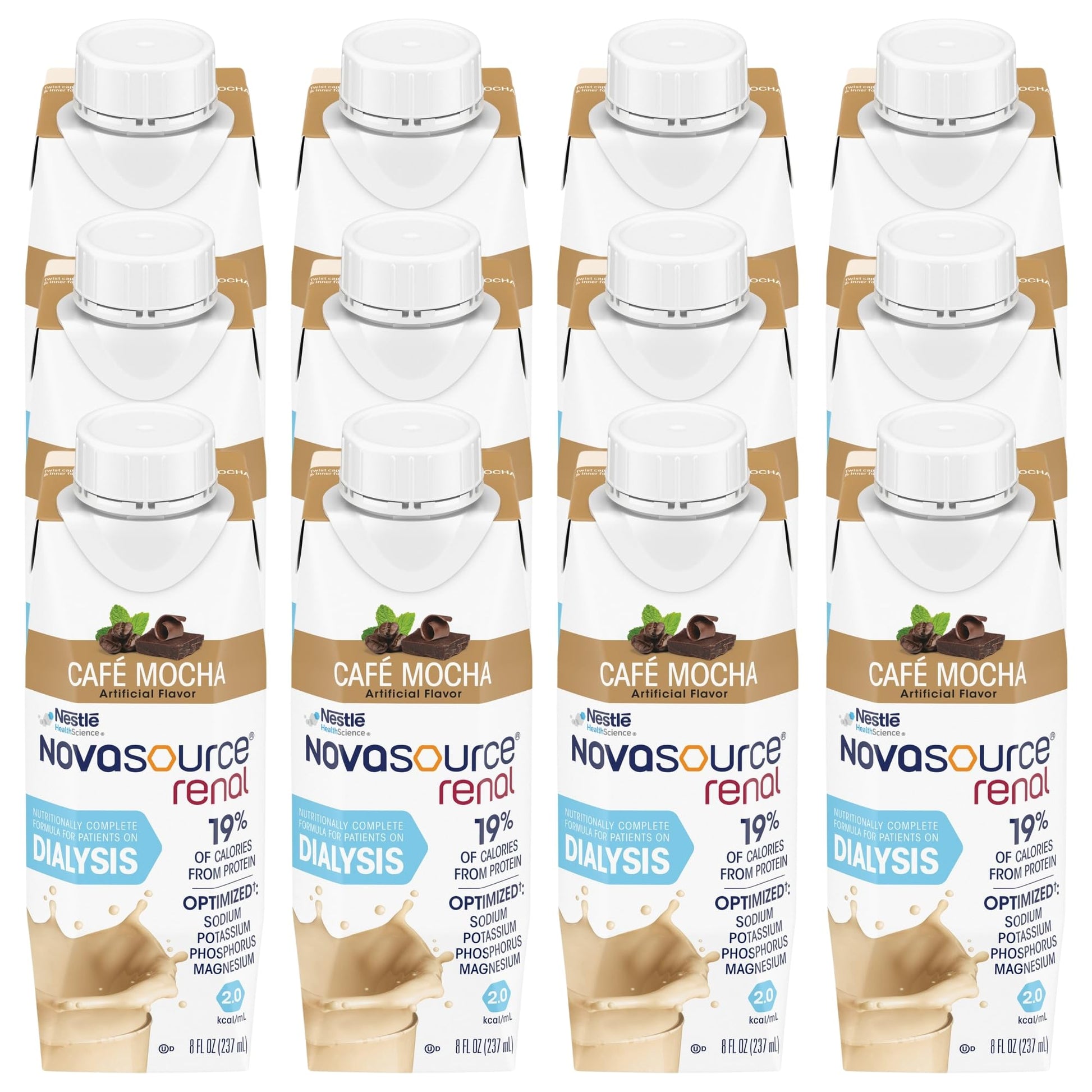 Nestle Novasource Renal Nutritionally Complete Formula Caf   Mocha Flavor 8 oz Carton, 12 Count