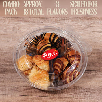 Bakery Fresh Croissants | Traditional Rugelach Pastries in Chocolate Cinnamon Roll & Vanilla Flavor | Approx 18 Rugelach Include