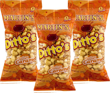 Martins Potato Chips Buttery Caramel Flavored Corn Puffs, 8 oz. Bags, 3-Pack