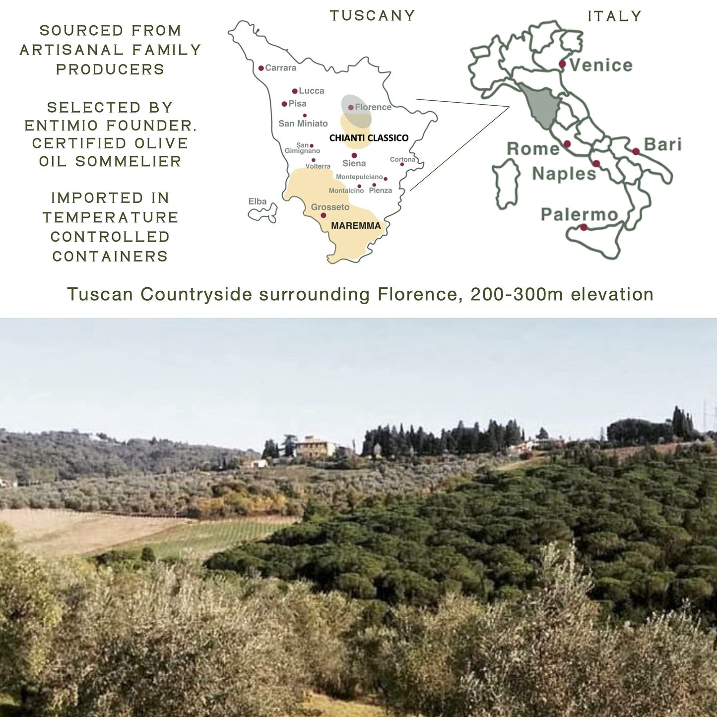 Entimio Cortese - Tuscany Medium Extra Virgin Olive Oil Organic, Italian Olive Oil From Italy, 2024 Gold Award Winner, 400+ Mg/K