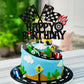 1 Pcs Race Car Happy Birthday Cake Topper Glitter Traffic Light Trophy Flag Wheel Racing Car Cake Pick For Let'S Go Racing Theme