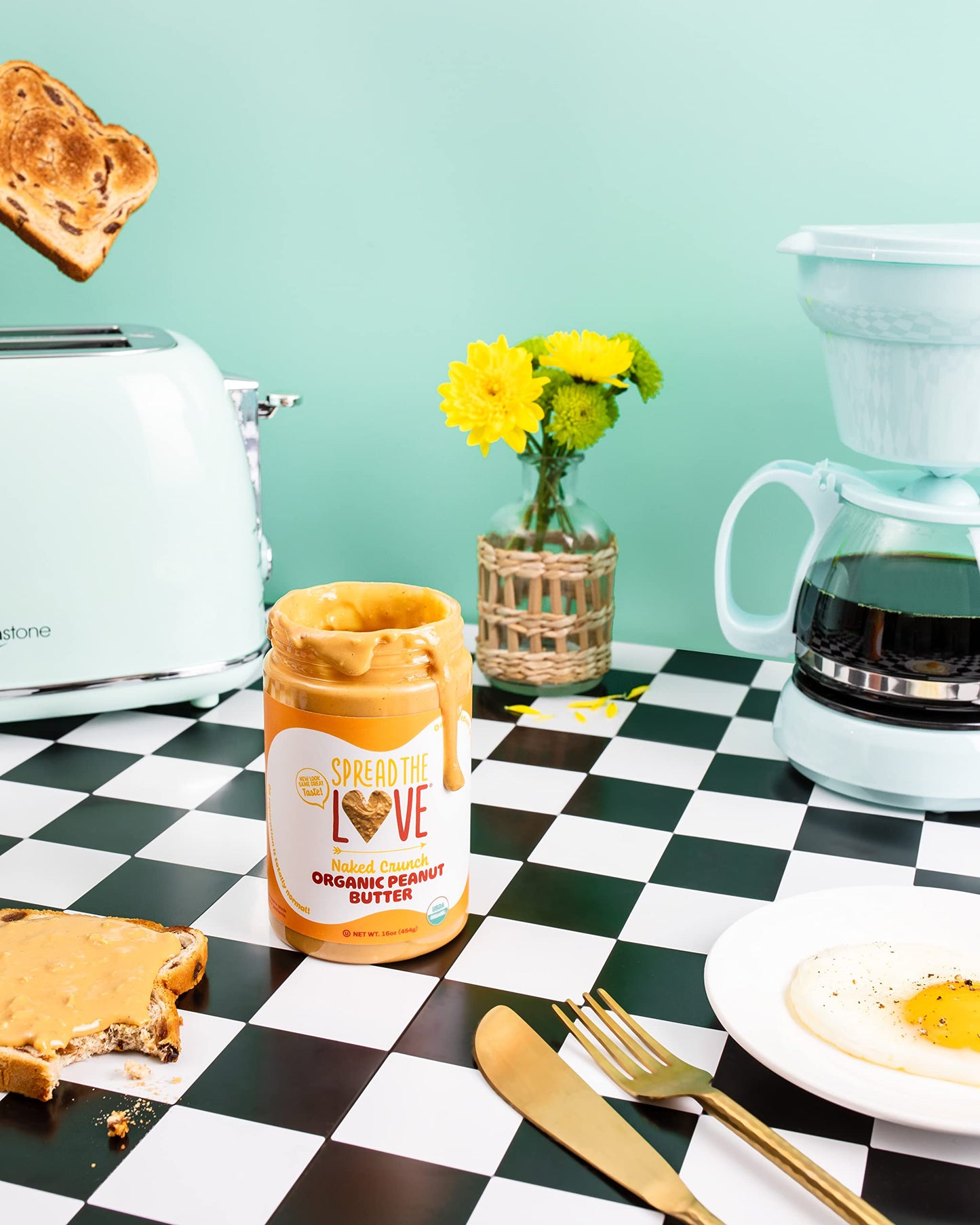 Spread The Love NAKED CRUNCH Organic Peanut Butter (Organic, All Natural, Vegan, Gluten-free, Creamy, Dry-Roasted, No added salt