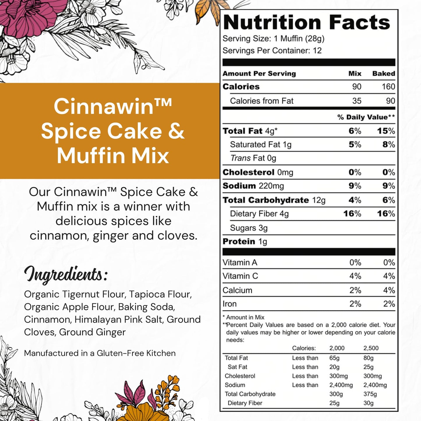 eat G.A.N.G.S.T.E.R. Cinnawin Spice Cake & Muffin Mix  Allergy-Friendly Baking Mix  Grain-Free  No Dairy  Nuts  Gluten  Dairy  For Paleo & AIP Diets  Delicious Cakes  Muffins and Cupcakes