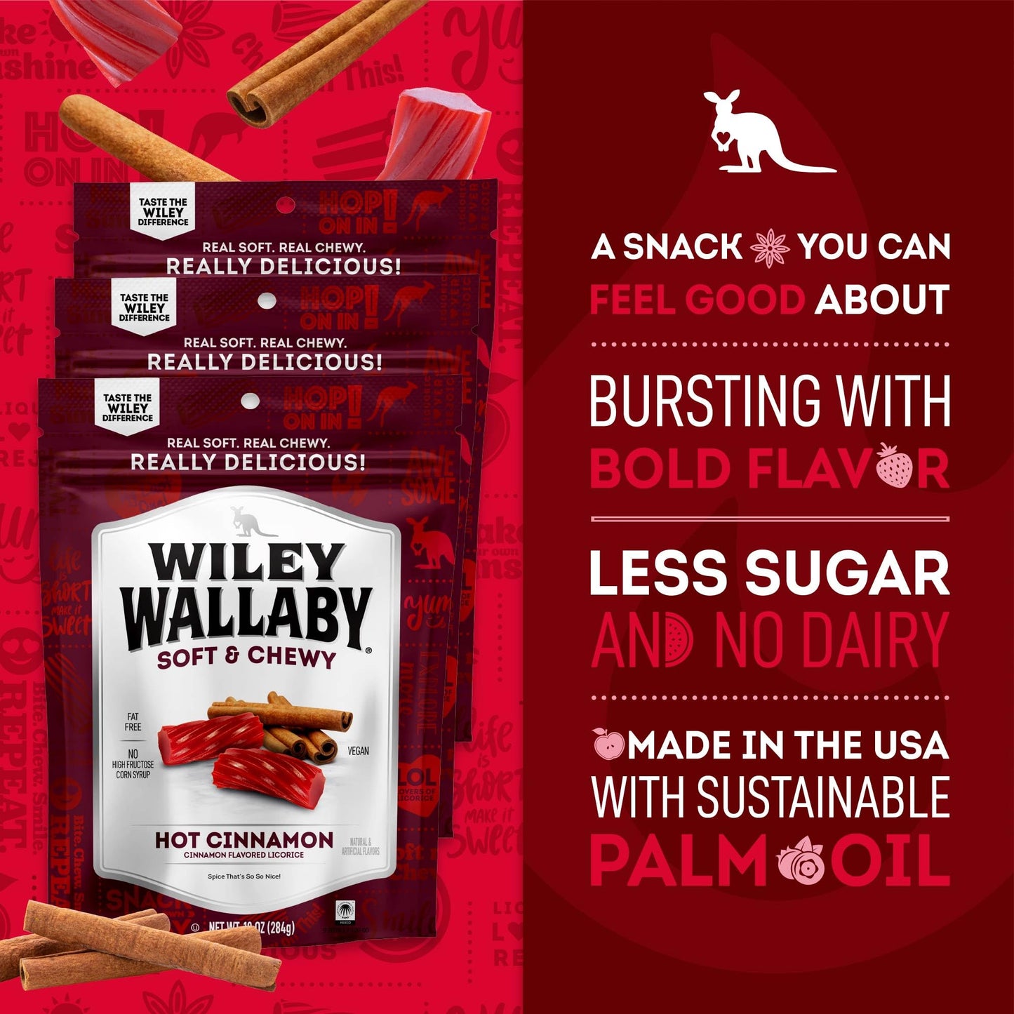 Wiley Wallaby Licorice 10 Ounce Classic Gourmet Soft & Chewy Australian Cinnamon Licorice Candy Twists, 3 Pack
