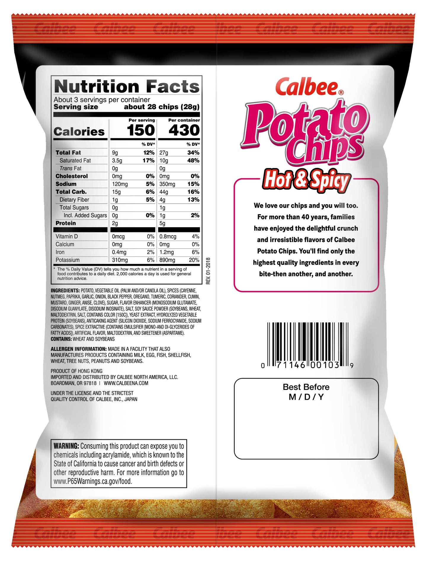 Calbee Potato Chips (Hot & Spicy, 2.8 Oz) | Taste The Tradition Of Japanese Snacks | Enjoy These Irresistible & Deliciously Crun