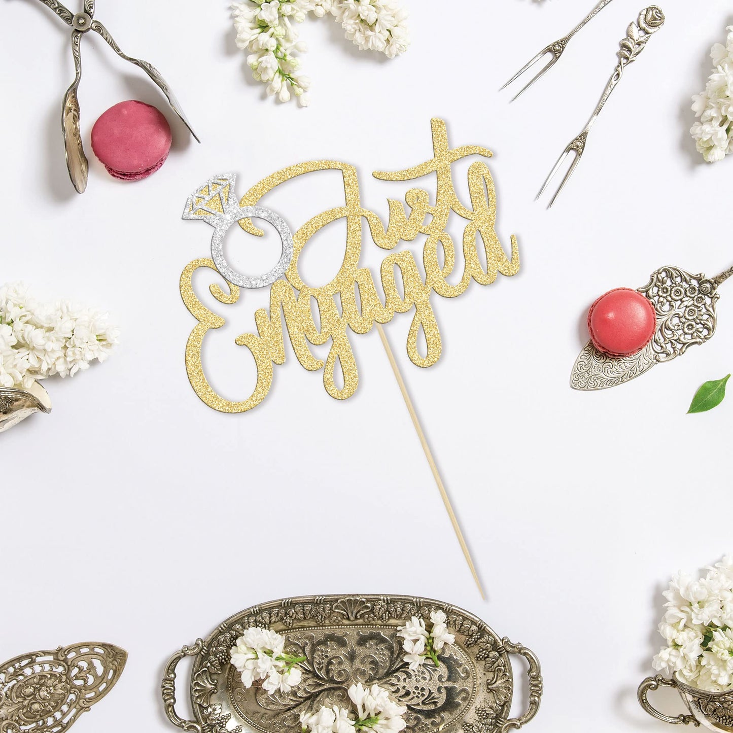 Gyufise 1 Pack Just Engaged Cake Topper Glitter We'Re Engaged Cake Pick Engagement Party Decorations Bridal Engagement Wedding C