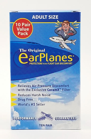 Original Adult Earplanes By Cirrus Healthcare Earplugs Airplane Travel Ear Protection 10 Pair Super Bonus Pack