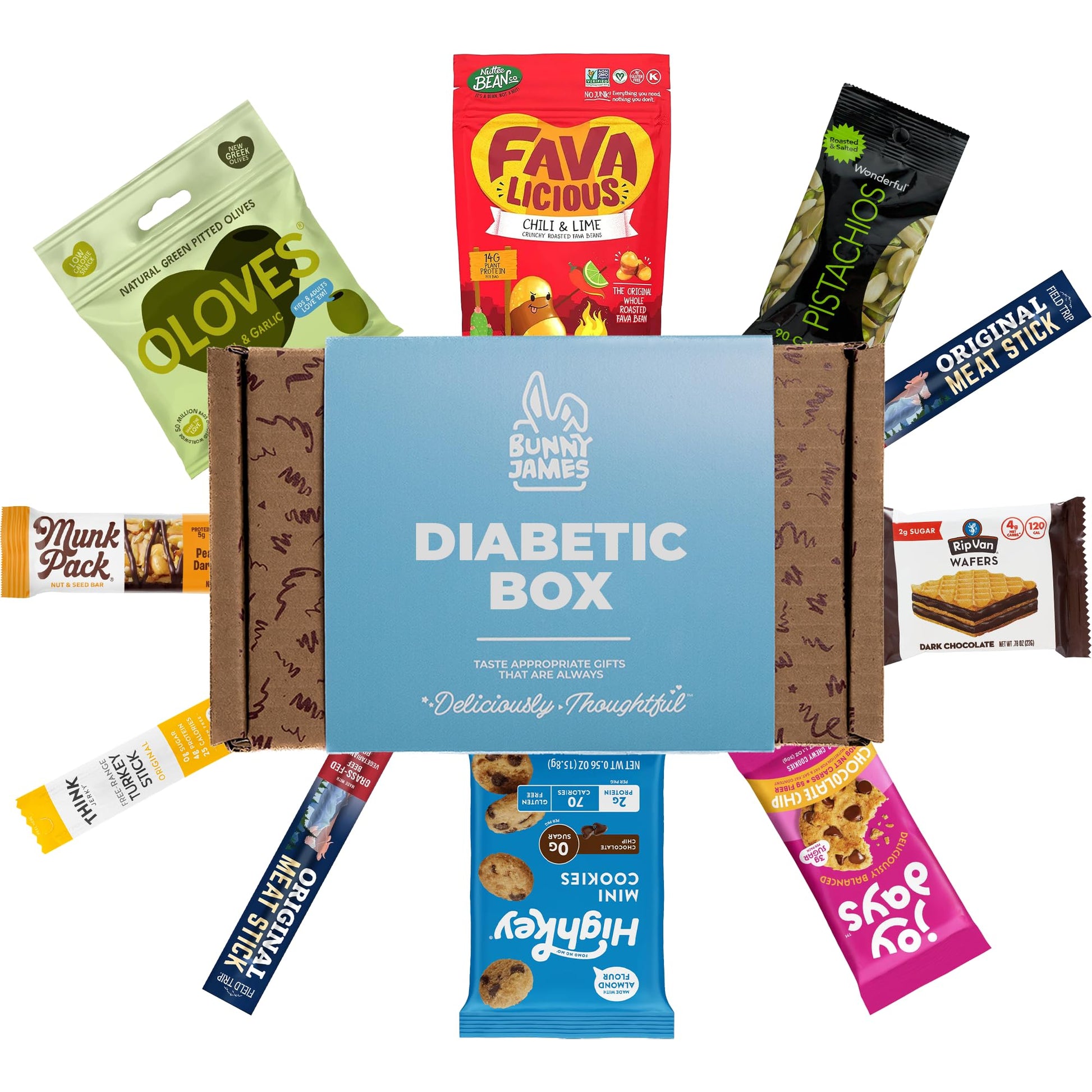 Diabetic Snack Box - Low Sugar Variety Pack | Healthy Snack Box with Low Carb, Low Sugar Snacks | Ideal Gift for Diabetics, Keto
