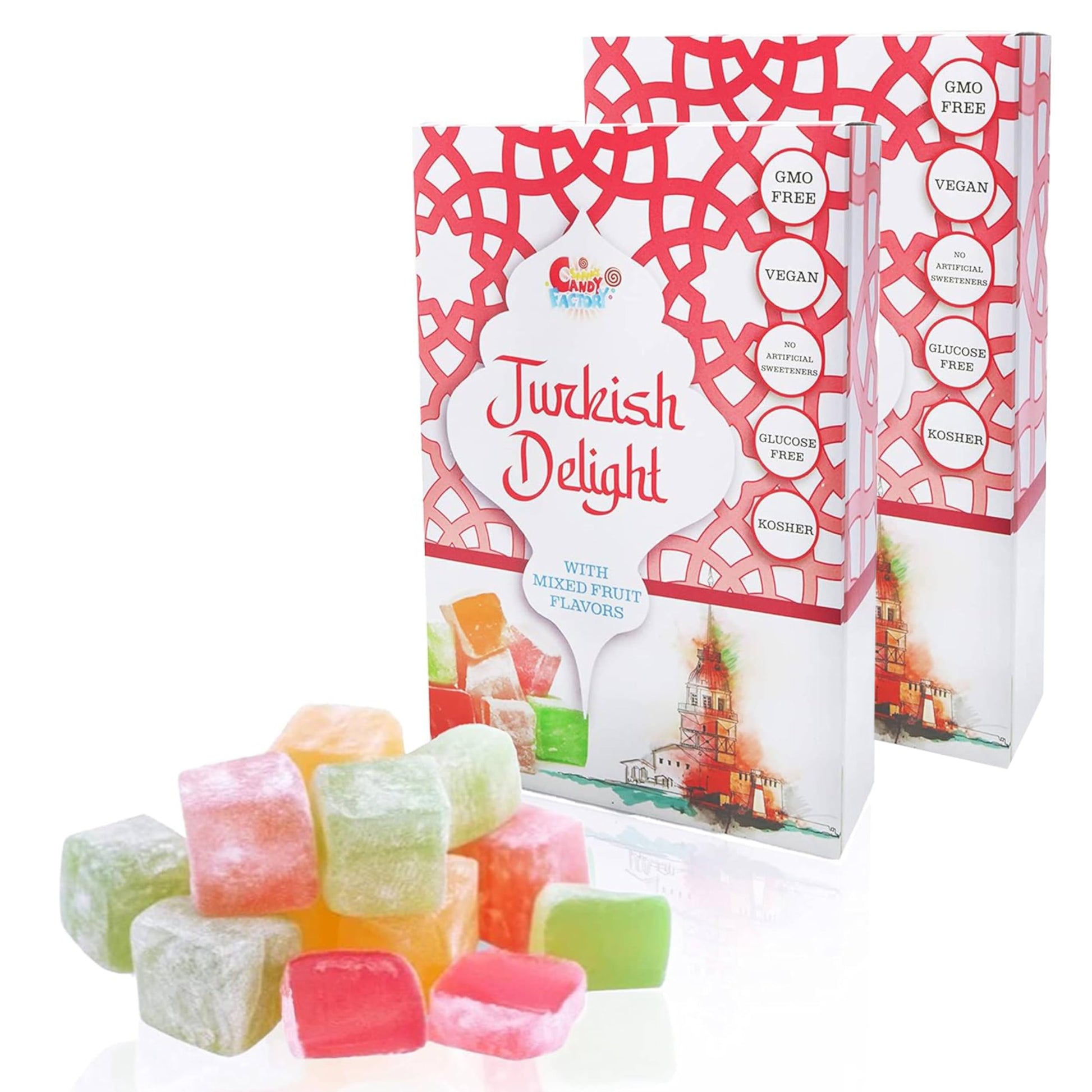 Sarah's Candy Factory Turkish Delight with Assorted Fruit Flavors 8.8 oz Gifts for Everyone Pack of 2