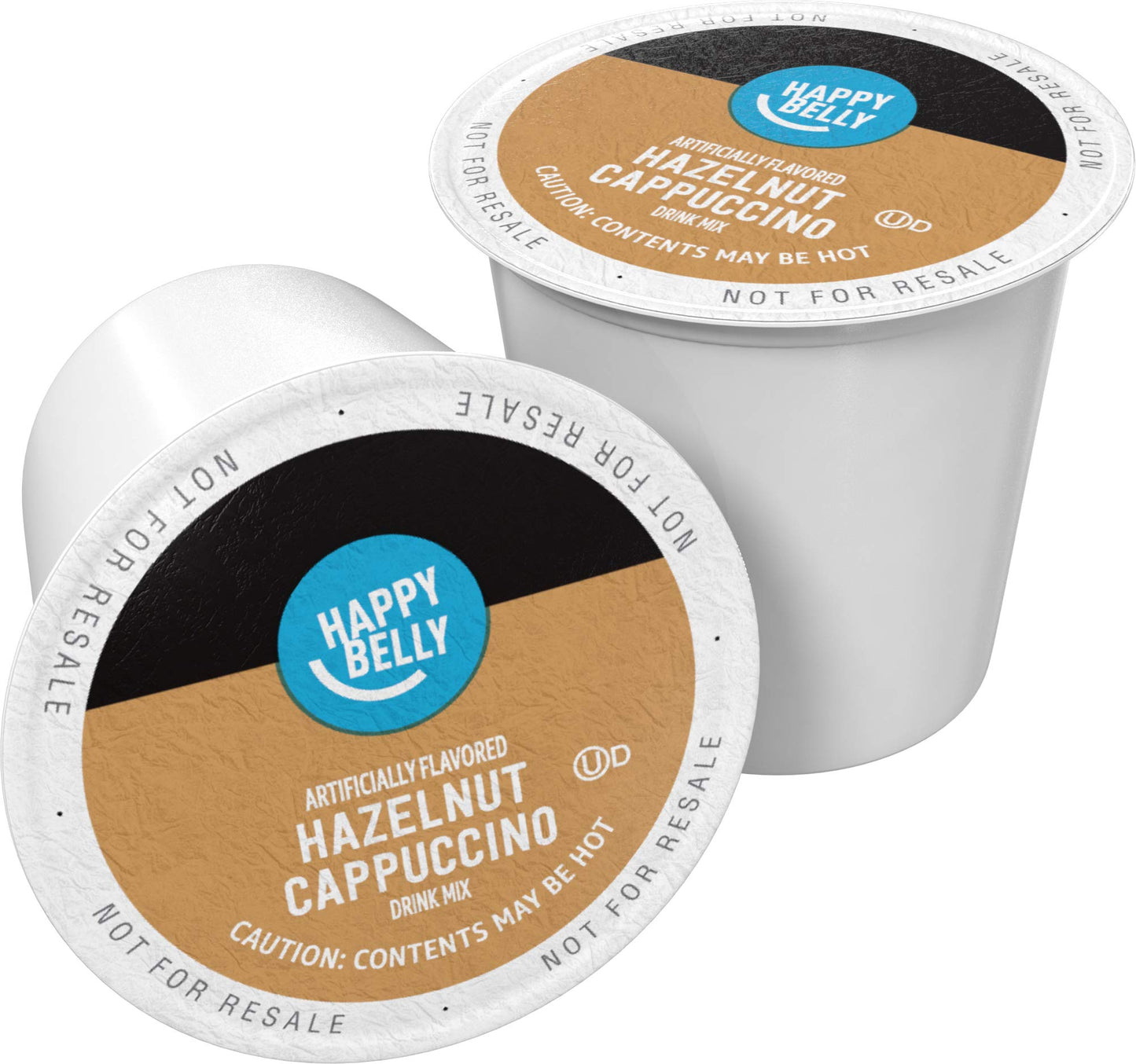 Happy Belly Cappuccino Coffee Pods, Hazelnut Flavored, 24 Count, Compatible with K-Cup malt-inspired, Creamy Tan