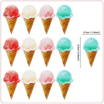 Ercadio 40 Pack Edible Ice Cream Cupcake Toppers Edible Cake Decoration Drink Topper Picks For Baby Shower Birthday Summer Hawai