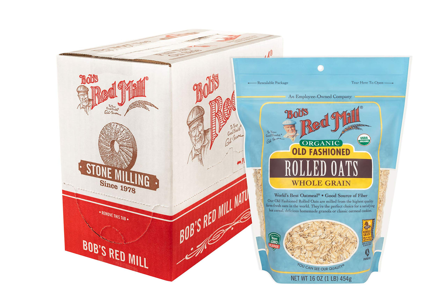 Bob s Red Mill Organic Old Fashioned Rolled Oats, 16oz (Pack of 4) - Non GMO, Whole Grain, Vegan, Kosher