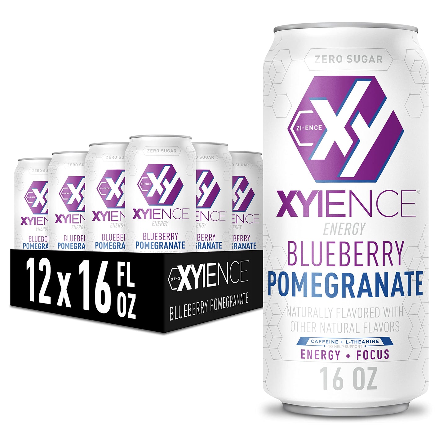 XYIENCE Energy Drink Blueberry Pomegranate Sugar Free 16 Fl Oz Pack of 12