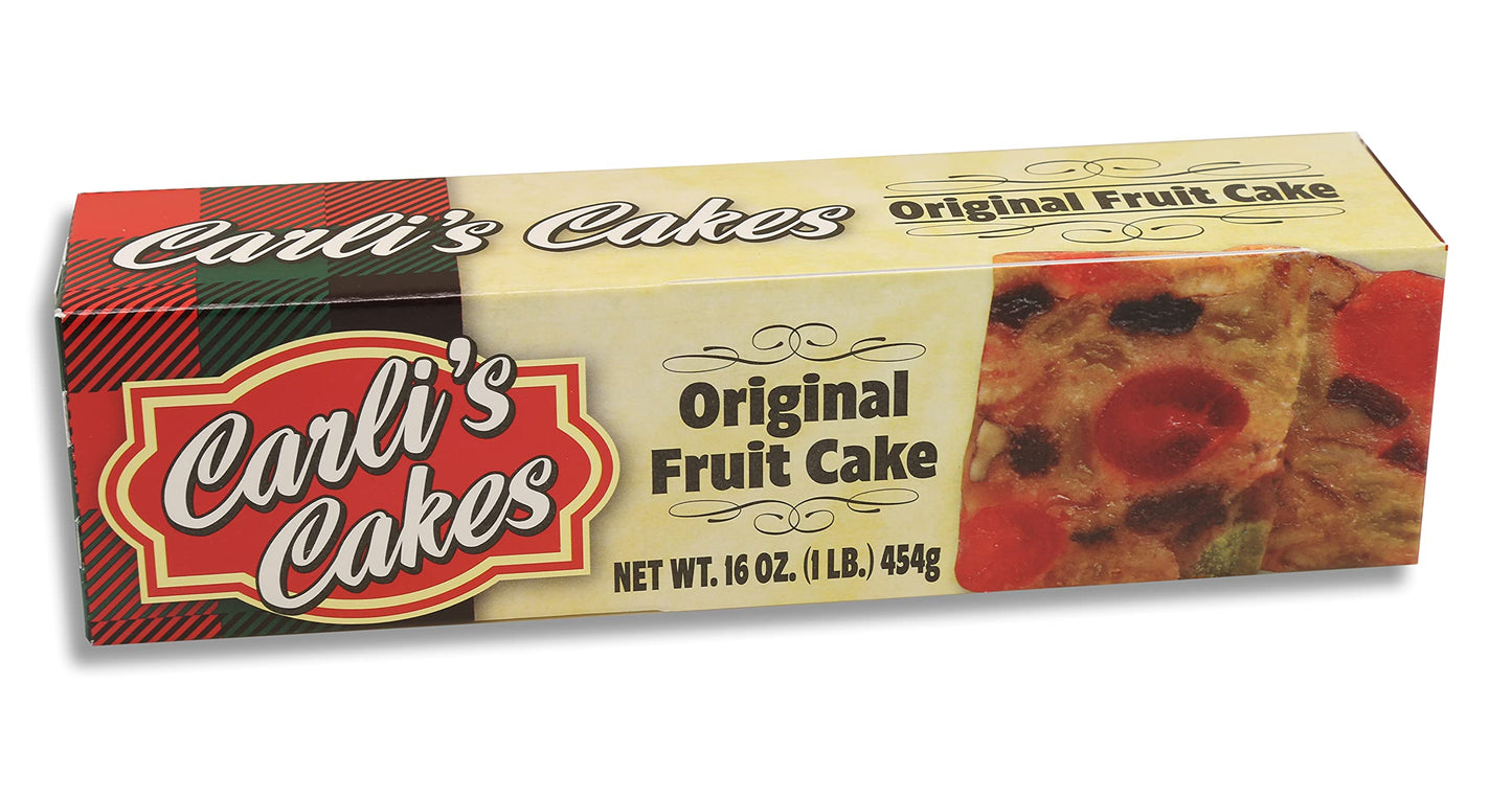 Carlis Cakes Fruitcake - Finest Fruits and Nuts - Individually Wrapped - 3-Pack of 16 Ounce Cakes