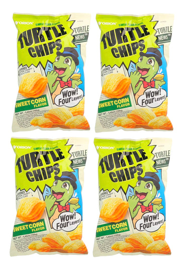 [4 Big Packs] Orion Turtle Chips Sweet Corn Flavor, 160g-Four Layer Crispy Snack, 5.65oz