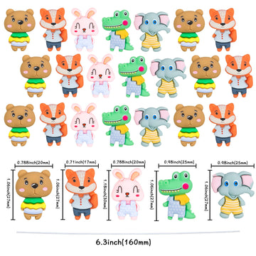Gyufise 25Pcs Jungle Safari Animal Cupcake Toppers Rabbit Fox Elephant Bear Cupcake Pick Decorations For Jungle Theme Baby Showe