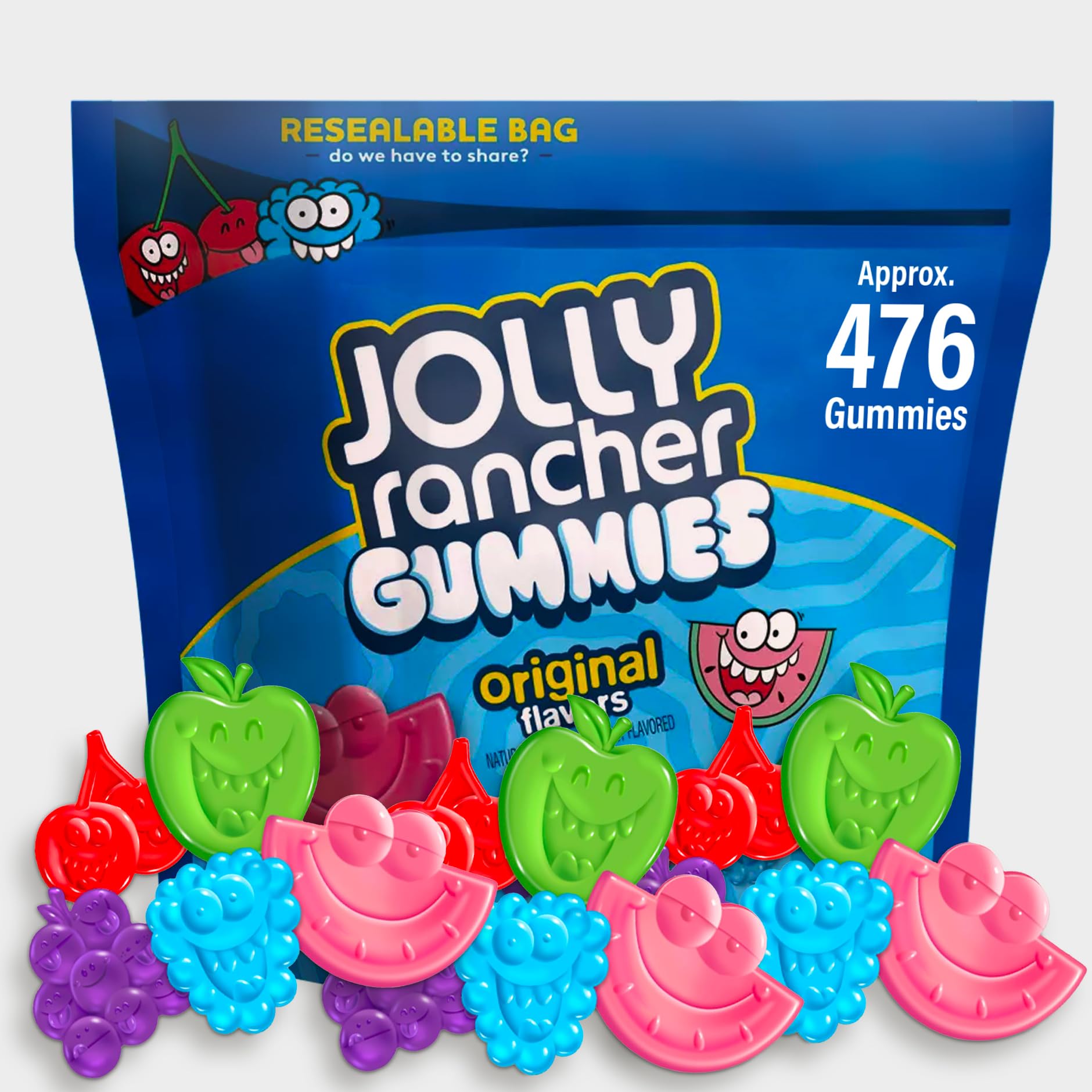 Jolly Ranchr Gummies Original Flavors 72oz - Naturally & Artificially Flavored Candy - Soft & Chewy Gummies - Ideal for Sharing 