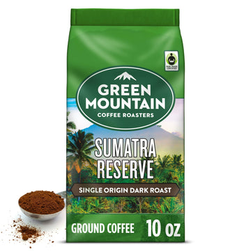 Green Mountain Coffee Roasters, Fair Trade Certified™ Organic, Sumatra Reserve, Ground Coffee, Dark Roast, Bagged 10Oz.
