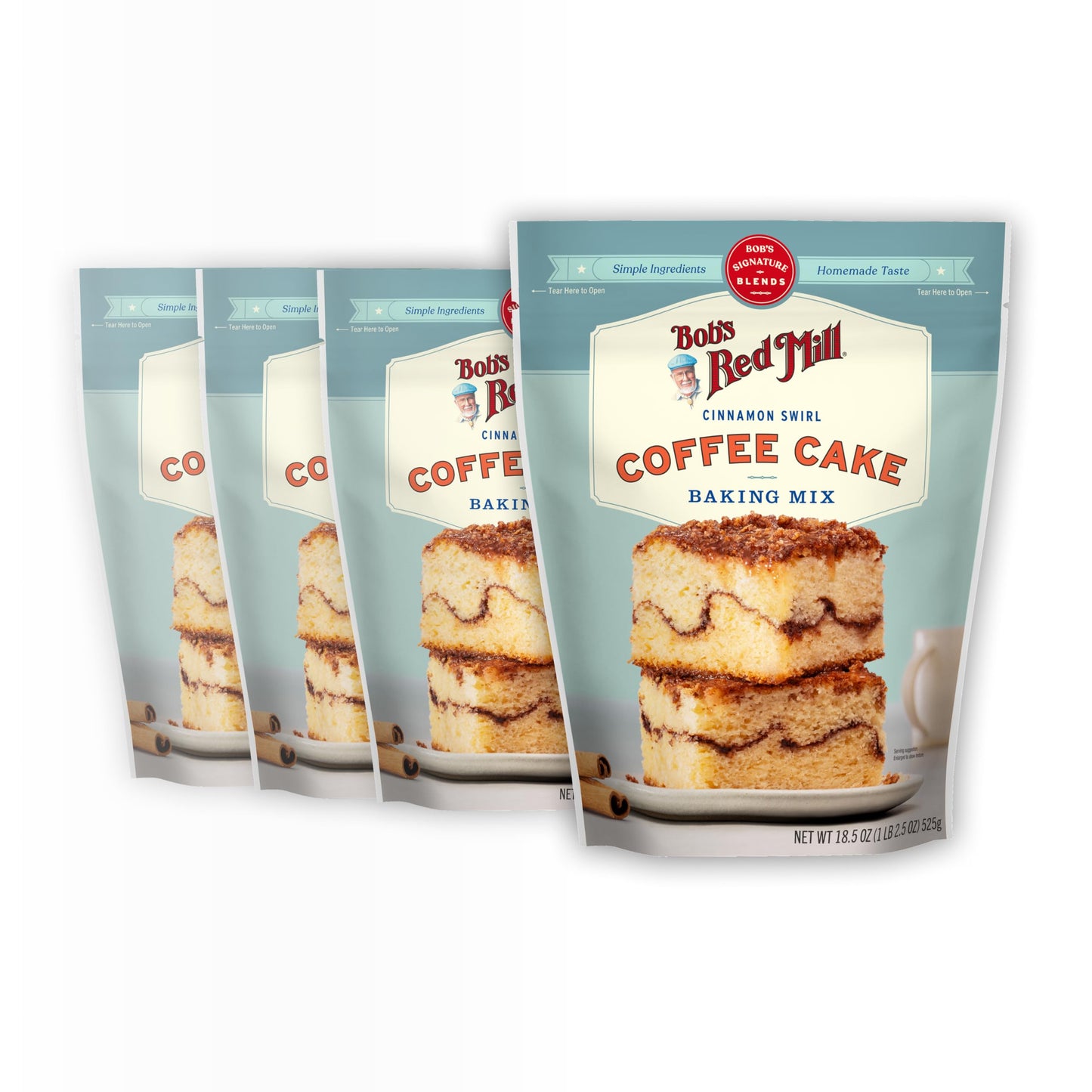 Bob s Red Mill Cinnamon Swirl Coffee Cake Baking Mix - 18.5 oz Bag (Pack of 4)  Simple Clean Ingredients  Homemade Taste  Non-GMO