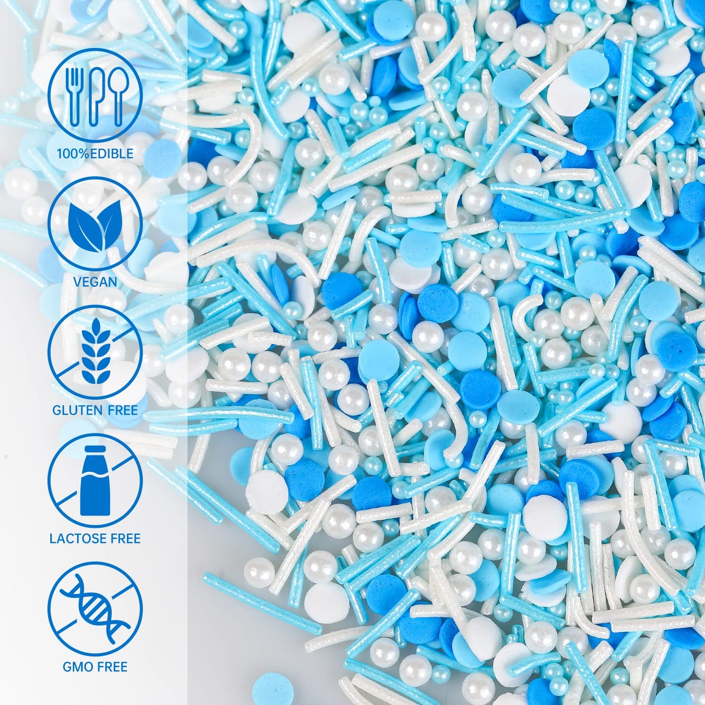 Sprinkles For Cake Decorating, Edible Blue Sprinkles Topper, Cookie Sprinkles For Cupcakes, Candy, Cream, Chocolate Cake Decorat
