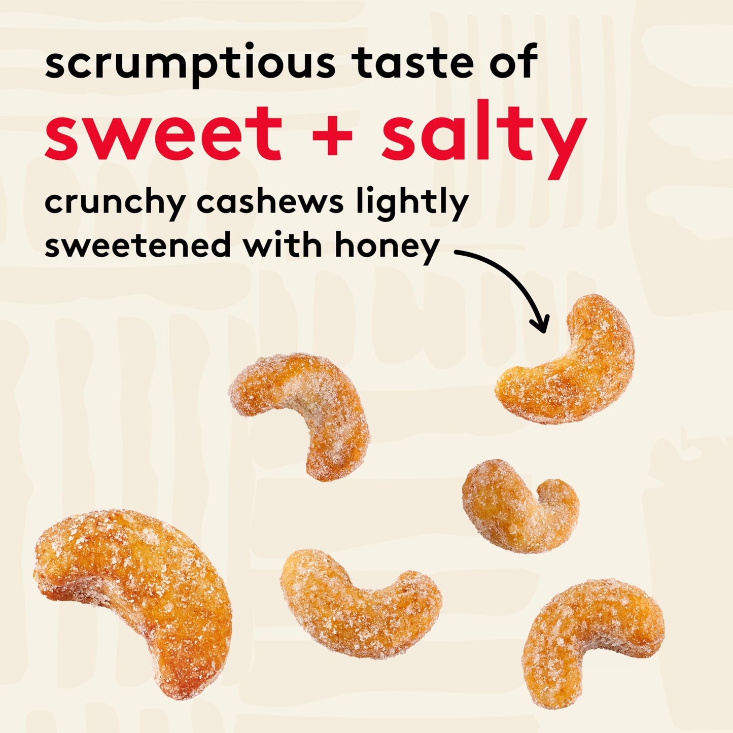 Snak Club Honey Cashews, Honey Glazed Nuts, Kosher Snack, 2.5 oz Bags, 6 Pack