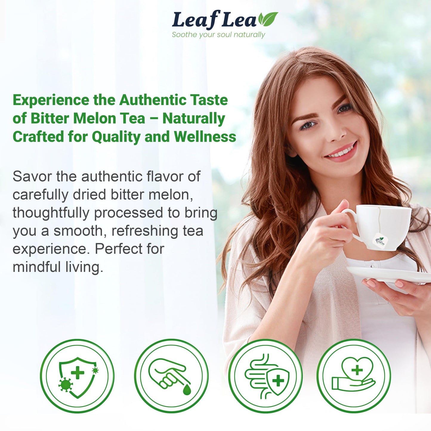 LeafLea Bitter Melon Tea Bags, Caffeine-Free Herbal Fruit Tea, 80 Bags (Pack of 2)