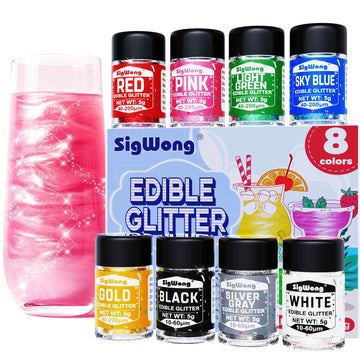 Edible Glitter - 8 Colors Luster Dust Edible Set for Drinks, Food Grade Edible Glitter Dust for Cake Decorating, Cocktail, Fonda