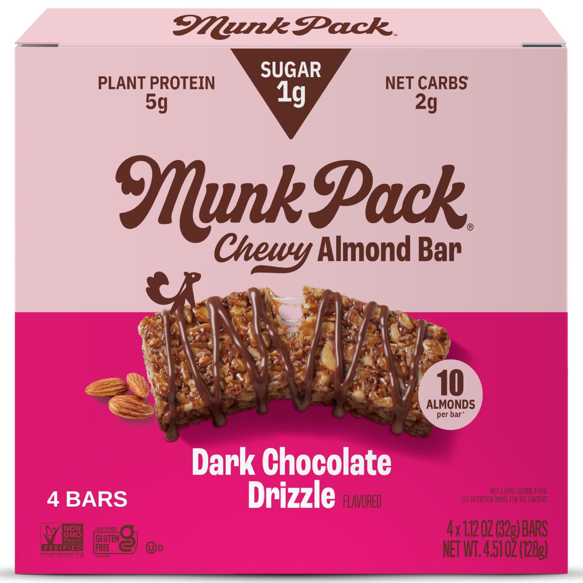 Munk Pack Keto Granola Bar Dark Chocolate Cocoa, 1.12 Oz, 4 Ct