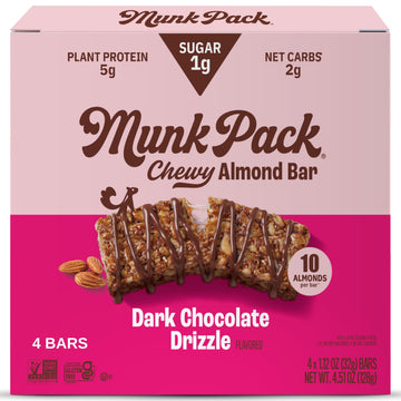 Munk Pack Keto Granola Bar Dark Chocolate Cocoa, 1.12 Oz, 4 Ct