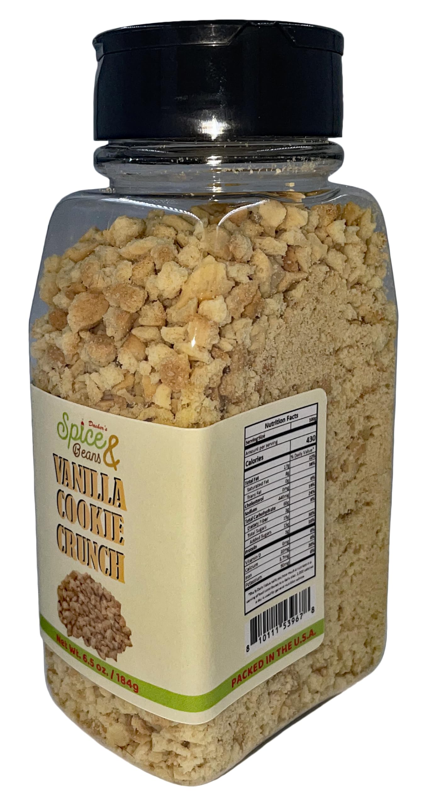 Vanilla Cookie Crunch | Ice Cream Topping & Cake Decoration | by Dashers Spice & Beans | 6.5 oz.