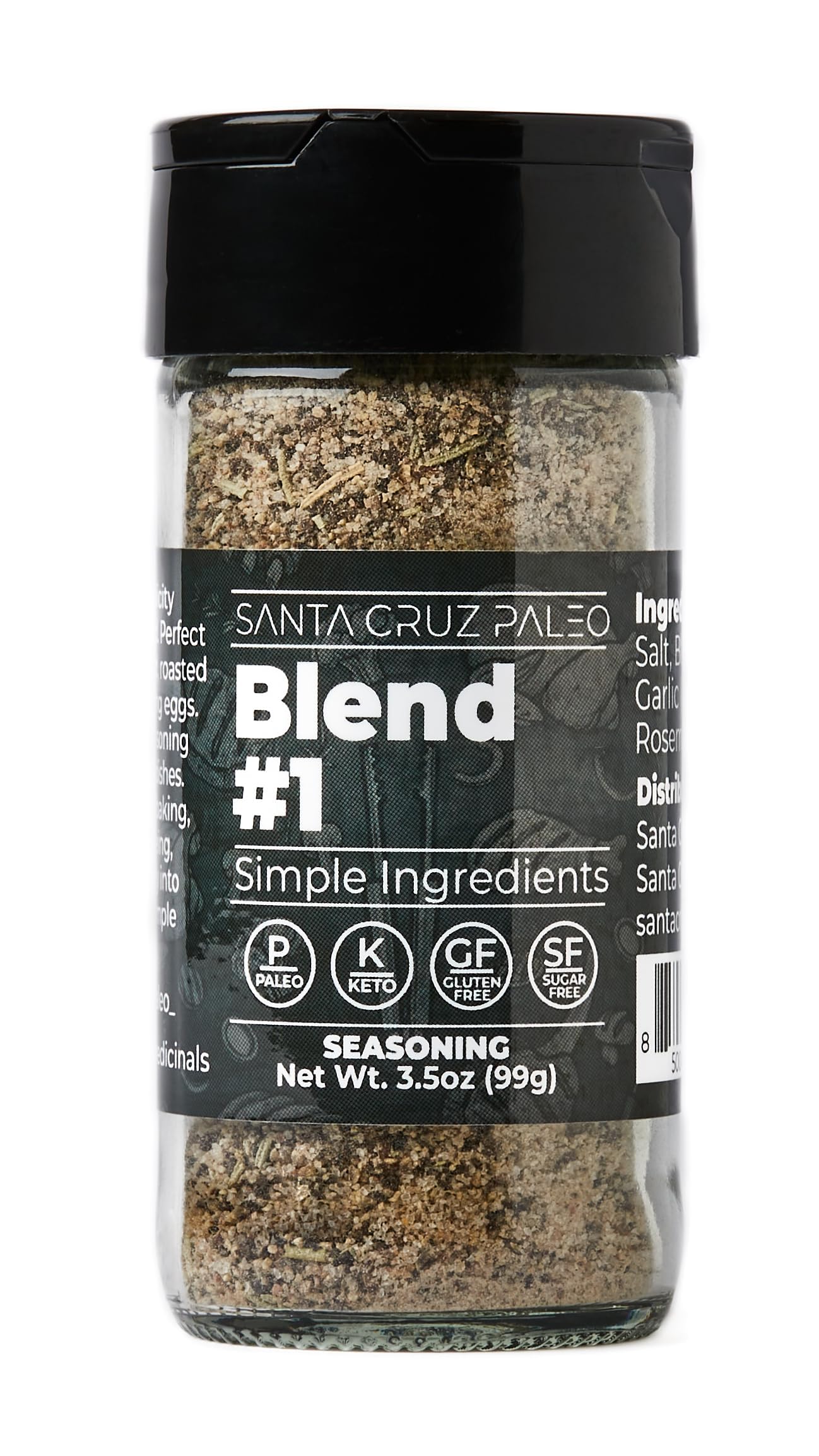 Santa Cruz Paleo Seasoning (Blend #1), Gluten Free, Keto, Sugar Free, And Paleo, Garlic, Sea Salt, Rosemary, And Black Pepper, A