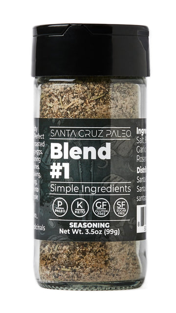 Santa Cruz Paleo Seasoning (Blend #1), Gluten Free, Keto, Sugar Free, And Paleo, Garlic, Sea Salt, Rosemary, And Black Pepper, A