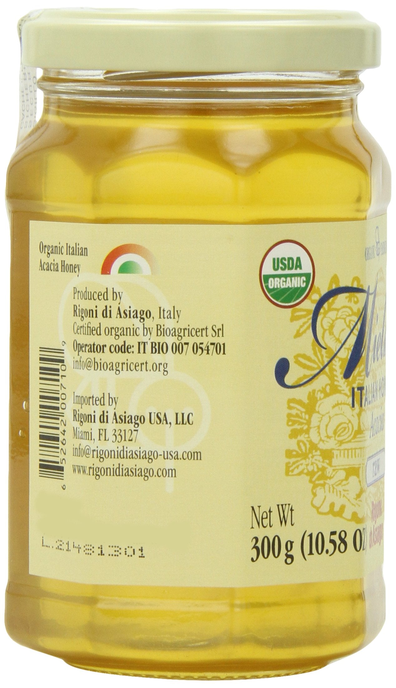 Rigoni di Asiago Mielbio Italian Raw Honey, Acacia, 10.58 Ounce, Yellow, 1 Pack