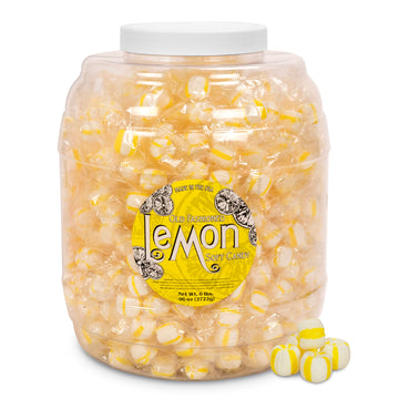 Stewart Candy Old Fashioned Pure Cane Sugar Candy Puff Balls -Made In The Usa (Lemon Flavor - 96Oz Jar)