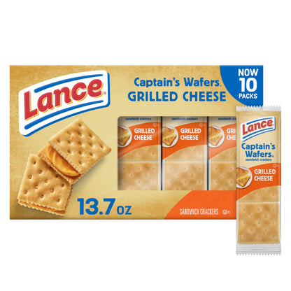 Lance Sandwich Crackers, Captains Wafer Grilled Cheese, 10 Individual Packs, 6 Sandwiches Each