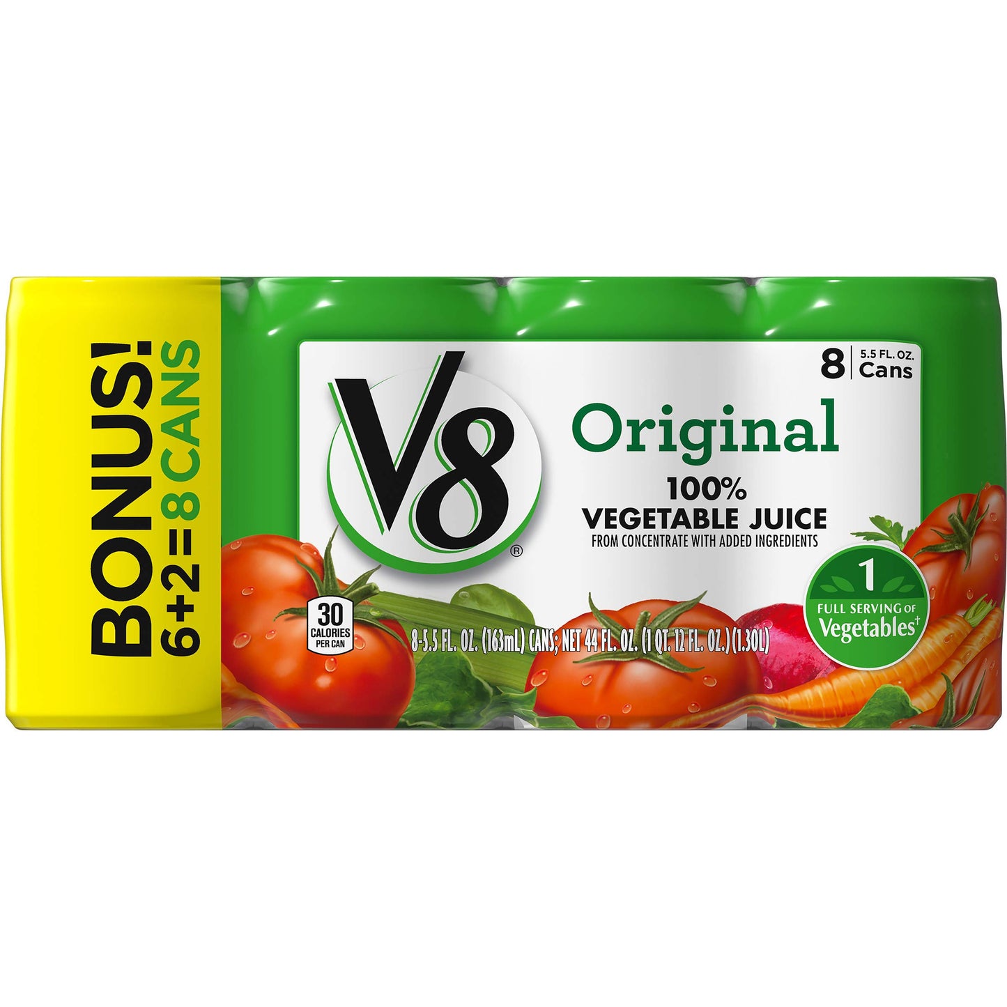 V8 Original 100% Vegetable Juice, 5.5 oz. Can, 8 Count