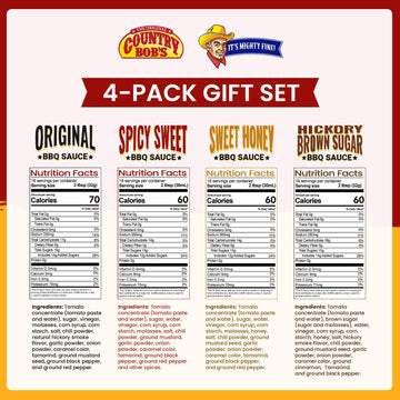 Country Bob'S Bbq Sauce Variety Pack - Spicy Sweet, Original, Hickory & Brown Sugar, Sweet Honey, Savory Marinades For Grilling,