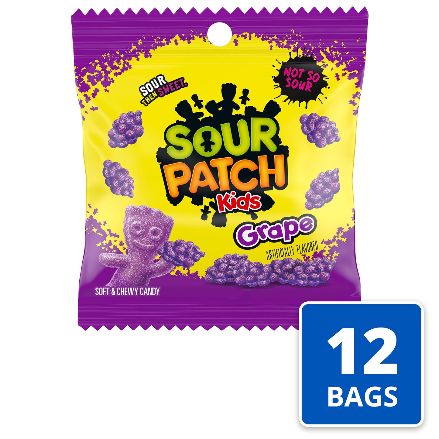 SOUR PATCH KIDS Grape Soft & Chewy Candy, Bulk Candy, 12 - 3.58 oz Bags