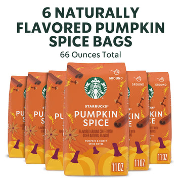 Starbucks Ground Coffee, Pumpkin Spice Naturally Flavored Coffee, 100% Arabica, Limited Edition, 6 Bags (11 Oz Each)