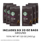 Starbucks Dark Roast Ground Coffee - Italian Roast - 100% Arabica - 6 bags (20 oz. each)