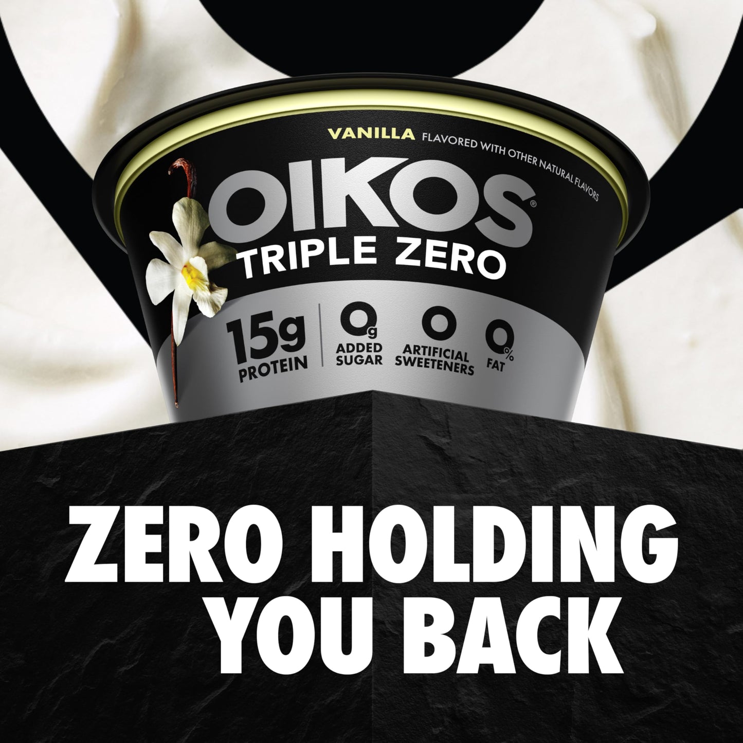 Oikos Triple Zero Vanilla Nonfat Greek Yogurt Pack, 0% Fat, 0g Added Sugar and 0 Artificial Sweeteners, Just Delicious High Prot