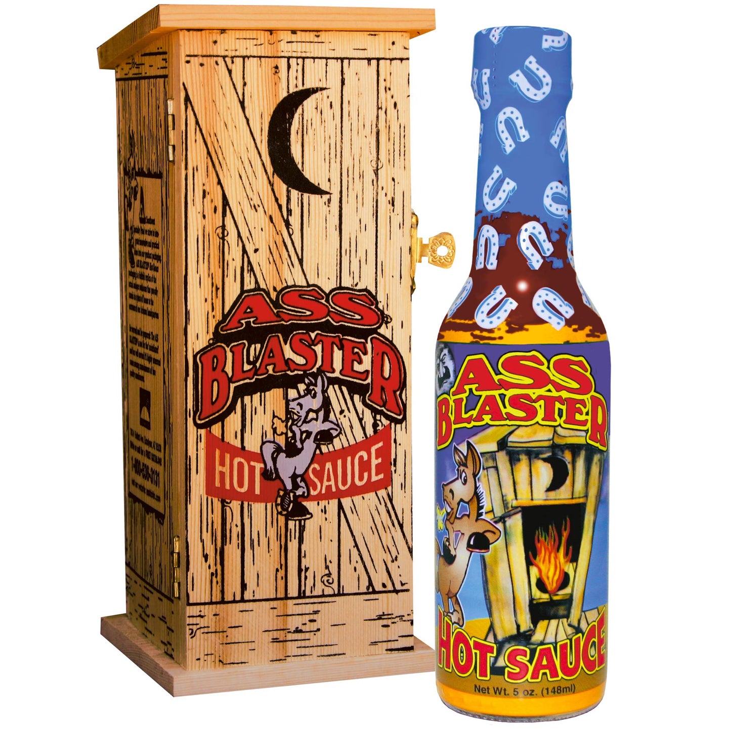 ASS BLASTER Premium Gourmet Hot Sauce - Habanero Gift Set, 148 ml, Outhouse Box, Perfect for Spicy Food Lovers